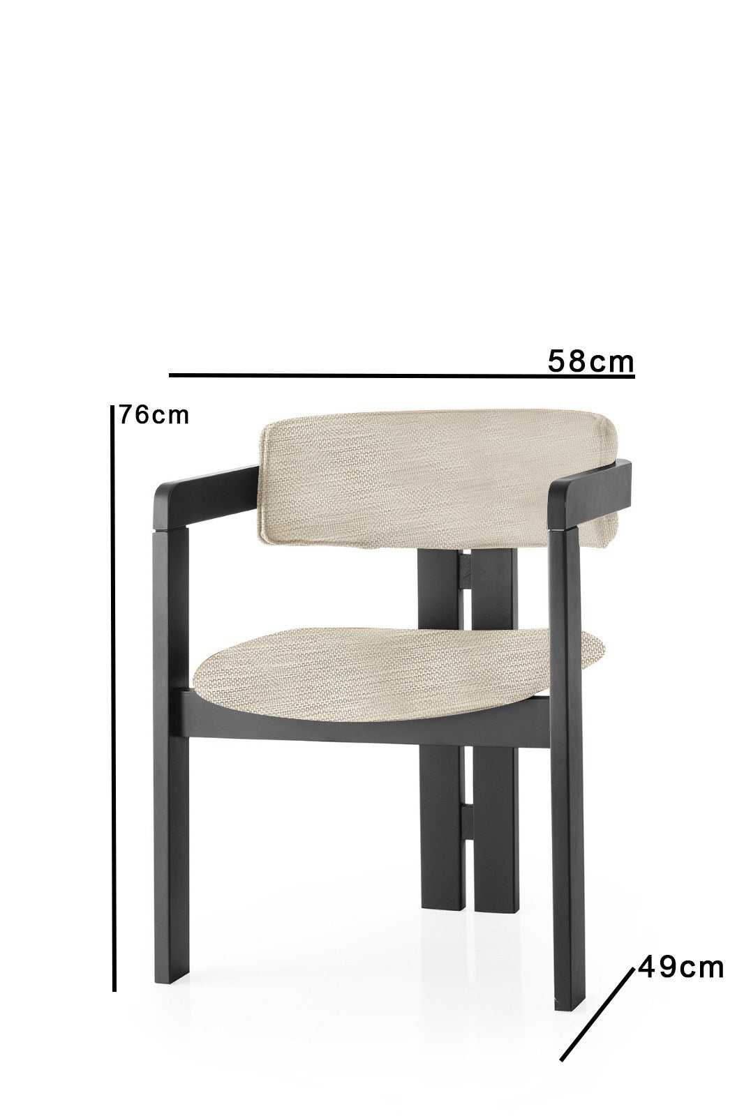 Scaun CO - 006, Gri deschis - Negru, 58x49x76 cm