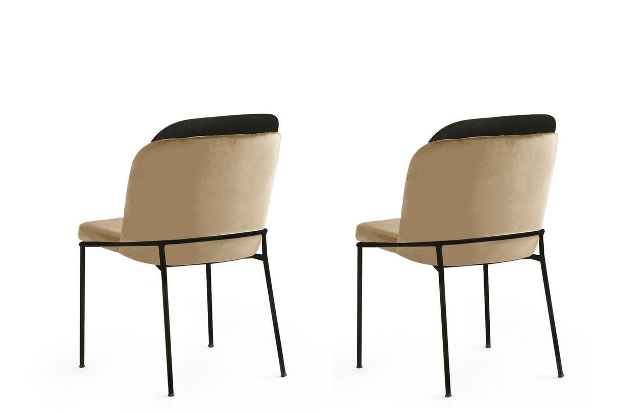 Set scaune Bucatarie Sufragerie (2 bucăți) DR Chair Set, 54 x 86 x 55 cm - Crem/negru, SKU 974NMB1715