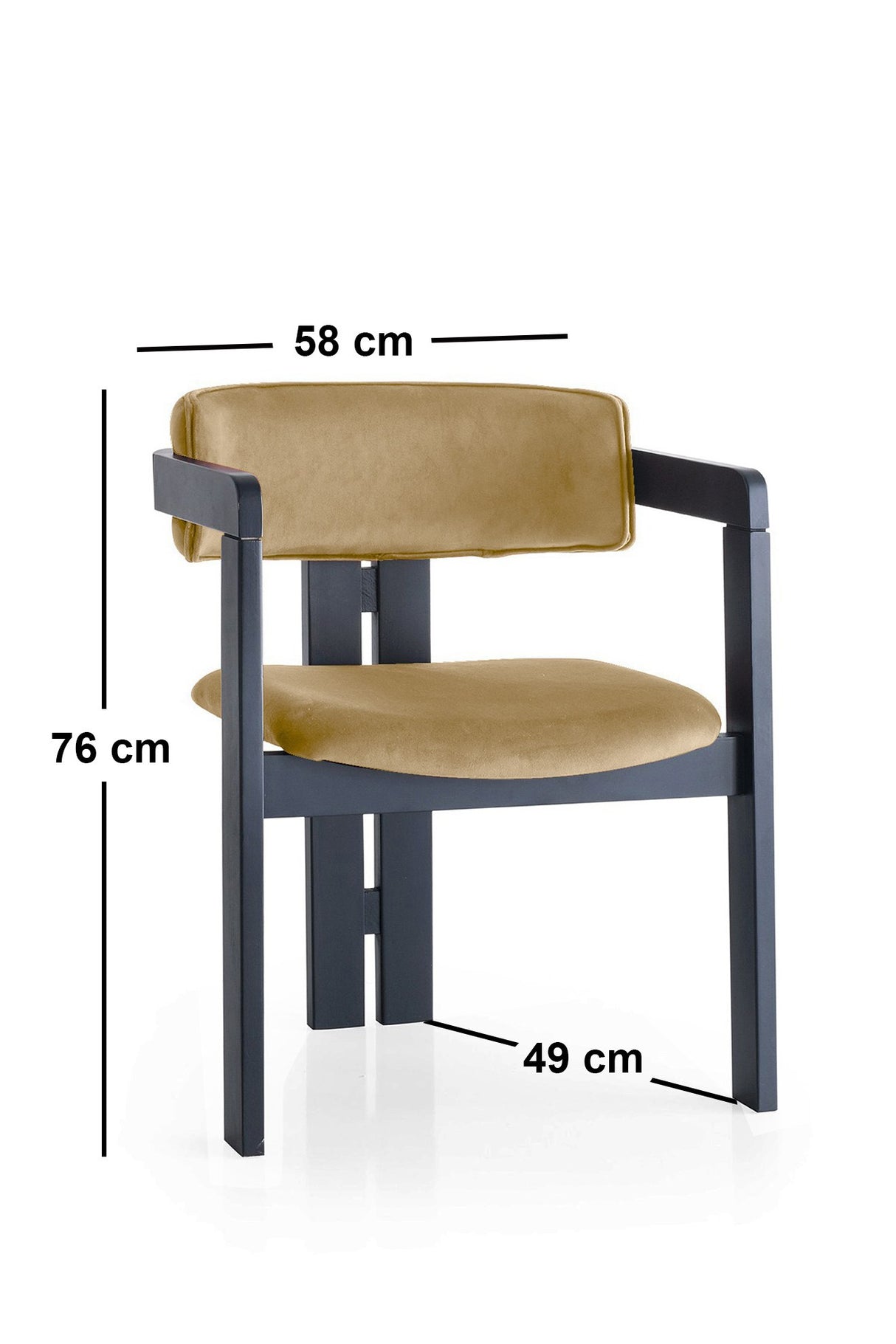Scaun CO - 021, Negru - Light taupe, 58x49x76 cm