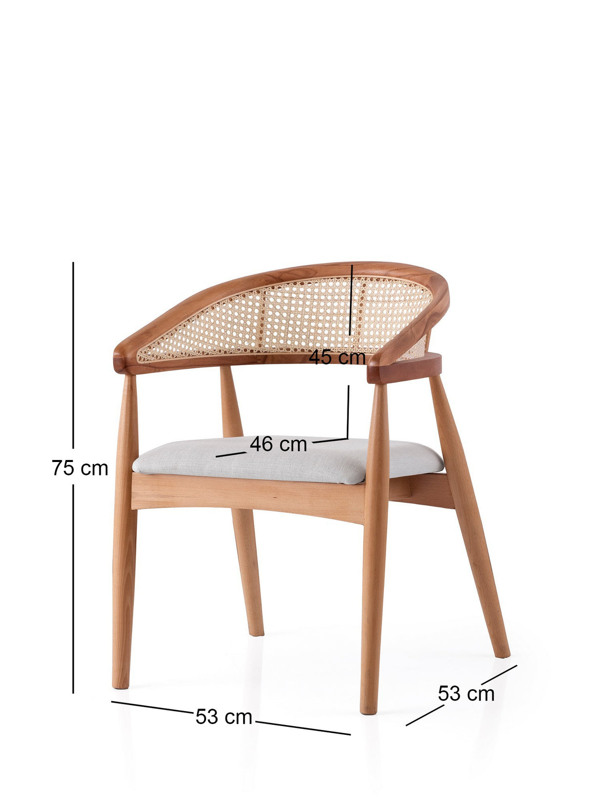 Scaun Atlas - 4352, Stejar - Crem, 53x53x75 cm