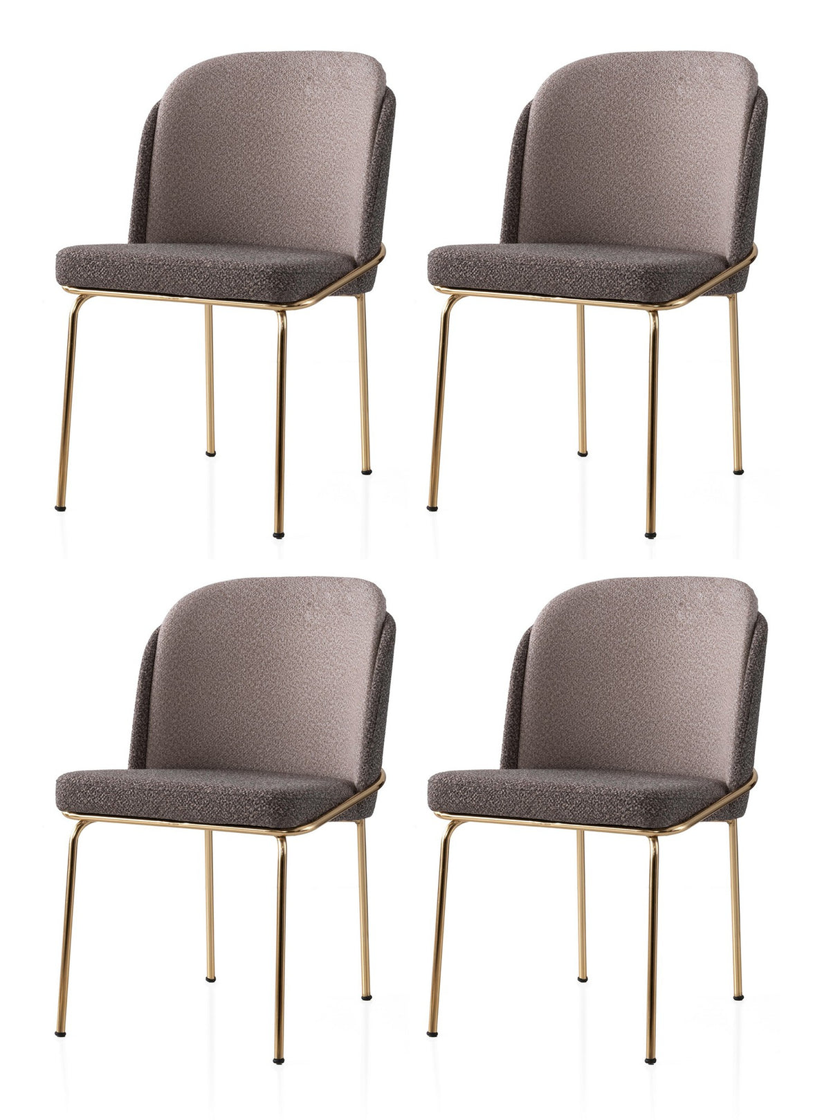 Set 4 scaune Dore - 125 V4, Auriu - Maro - Mink, 62x52x75 cm