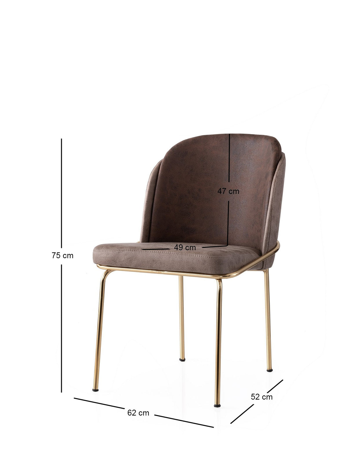 Set 2 scaune Dore - 127 V2, Auriu - Maro, 62x52x75 cm