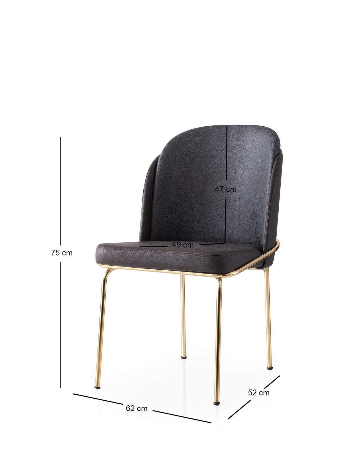 Set 2 scaune Dore - 128 V2, Auriu - Maro, 62x52x75 cm