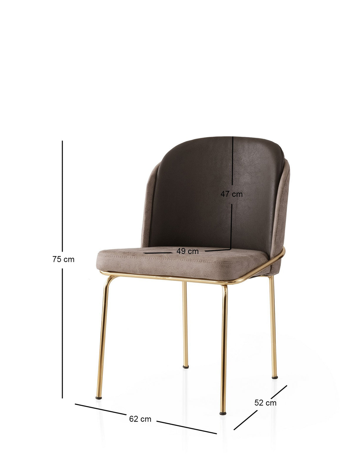 Set 2 scaune Dore - 129 V2, Auriu - Maro, 62x52x75 cm