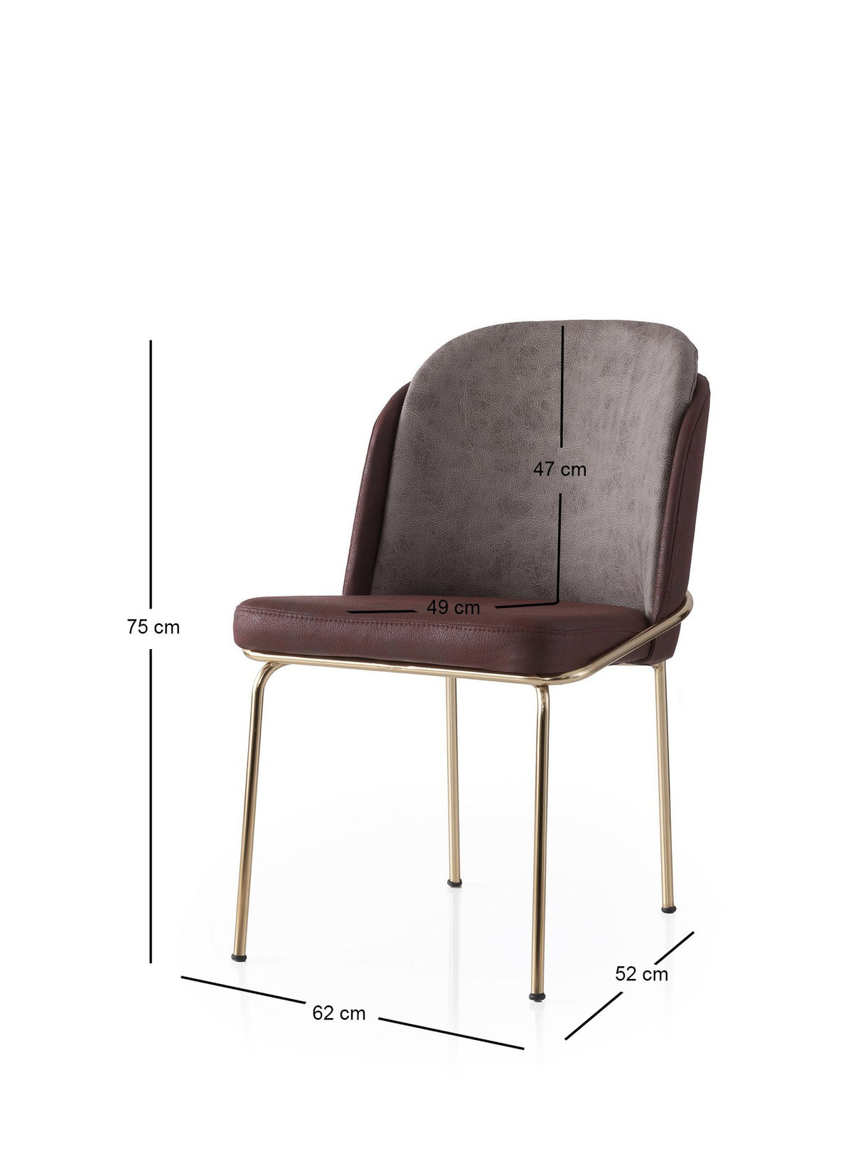 Set 2 scaune Dore - 130 V2, Auriu - Maro, 62x52x75 cm