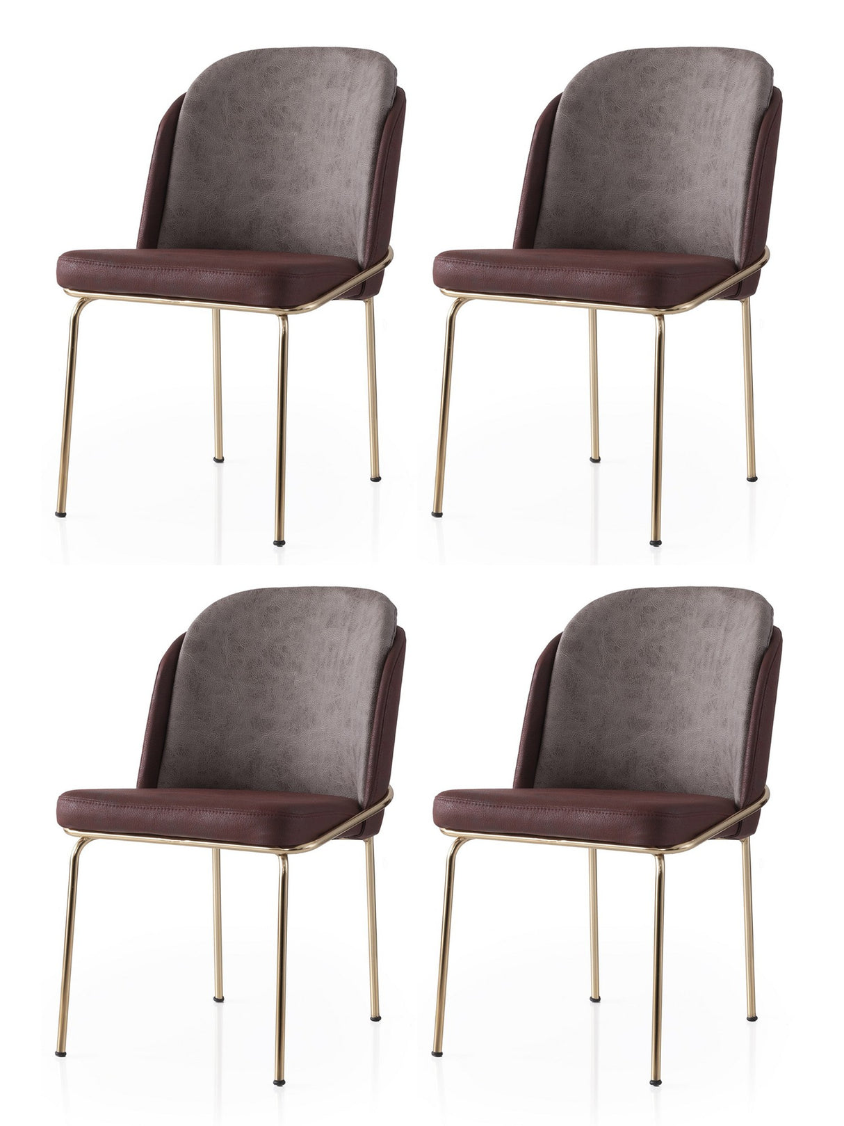 Set 4 scaune Dore - 130 V4, Auriu - Maro, 62x52x75 cm