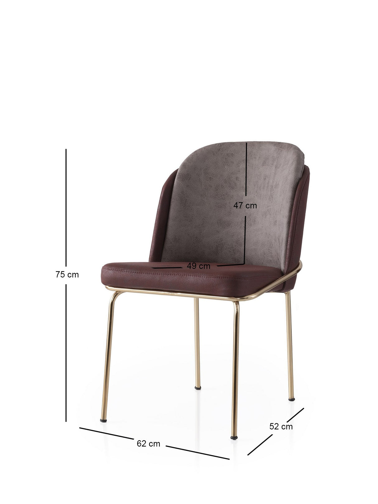 Set 4 scaune Dore - 130 V4, Auriu - Maro, 62x52x75 cm