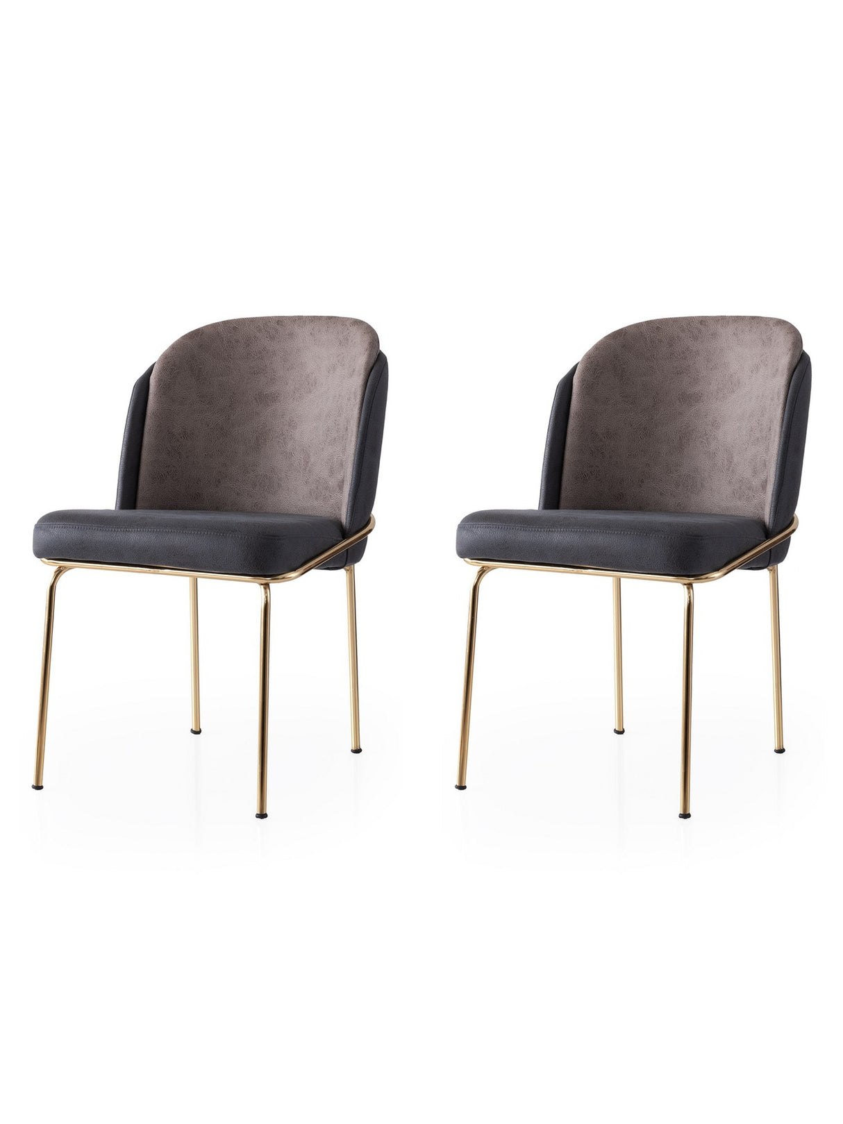 Set 2 scaune Dore - 132 V2, Auriu - Anthracithe - Mink, 62x52x75 cm