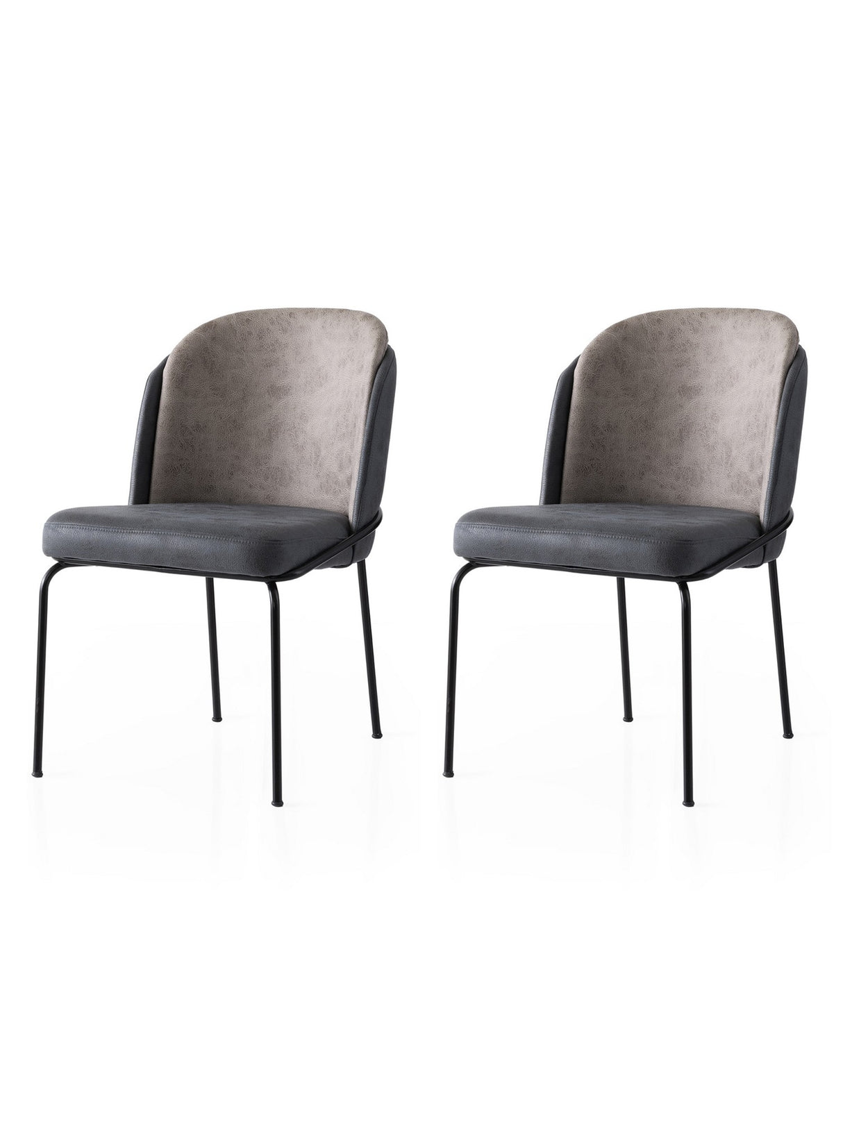 Set 2 scaune Dore - 168 V2, Auriu - Anthracithe, 62x52x75 cm