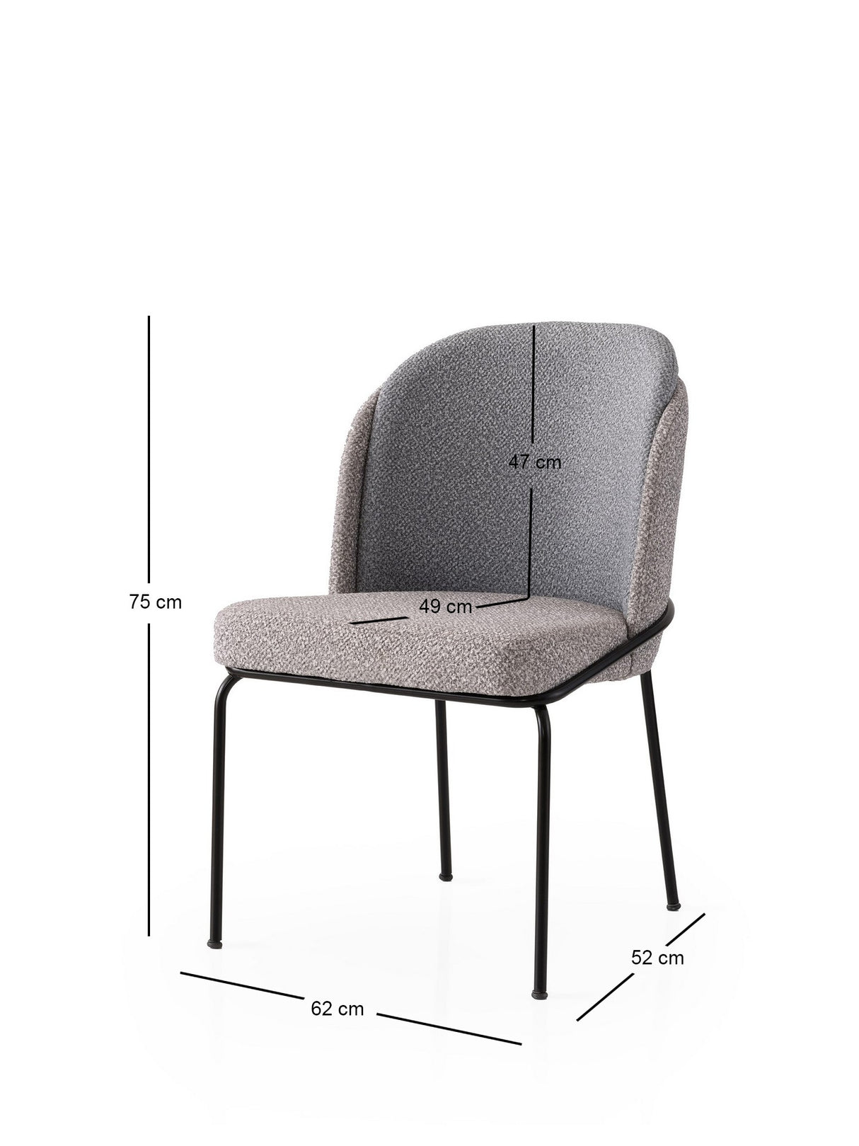 Set 4 scaune Dore - 175 V4, Auriu - Gri, 62x52x75 cm