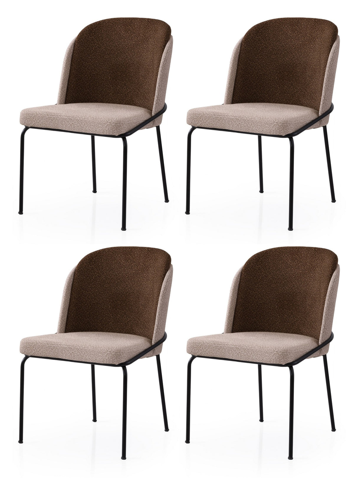 Set 4 scaune Dore - 193 V4, Auriu - Crem - Maro, 62x52x75 cm