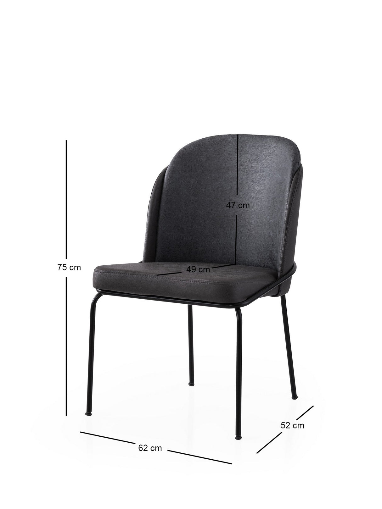 Set 4 scaune Dore - 195 V4, Auriu - Negru, 62x52x75 cm