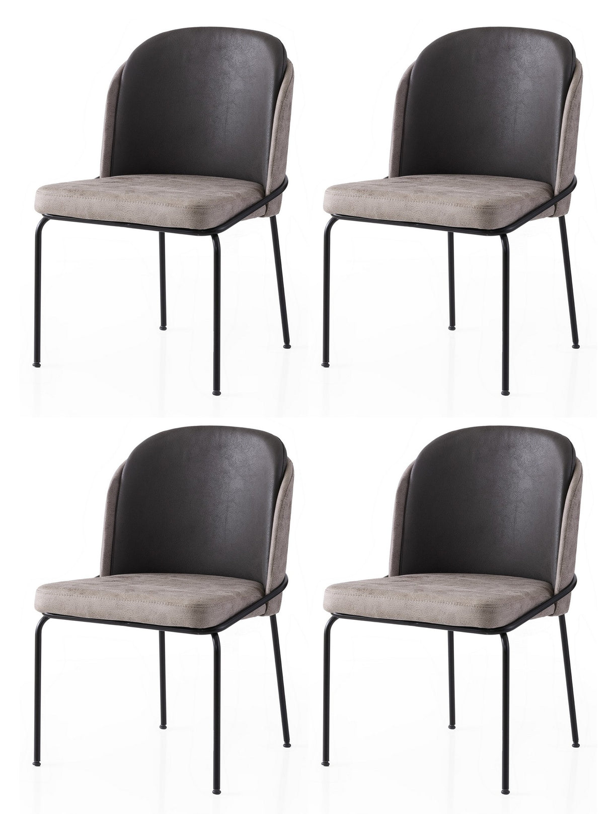 Set 4 scaune Dore - 196 V4, Auriu - Negru - Gri, 62x52x75 cm