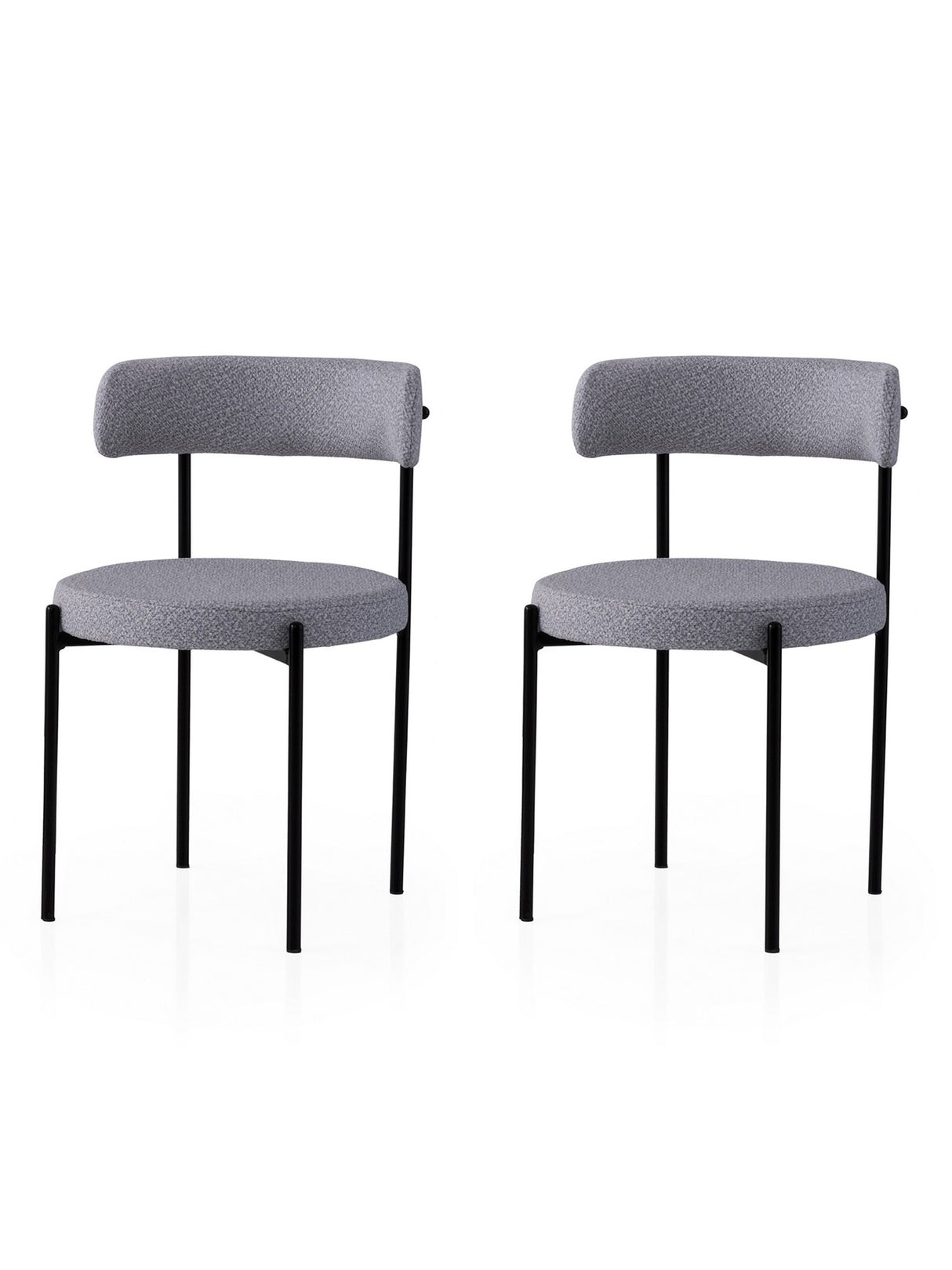 Set 2 scaune Gını - 4013 V2, Negru - Gri închis, 49x51x76 cm