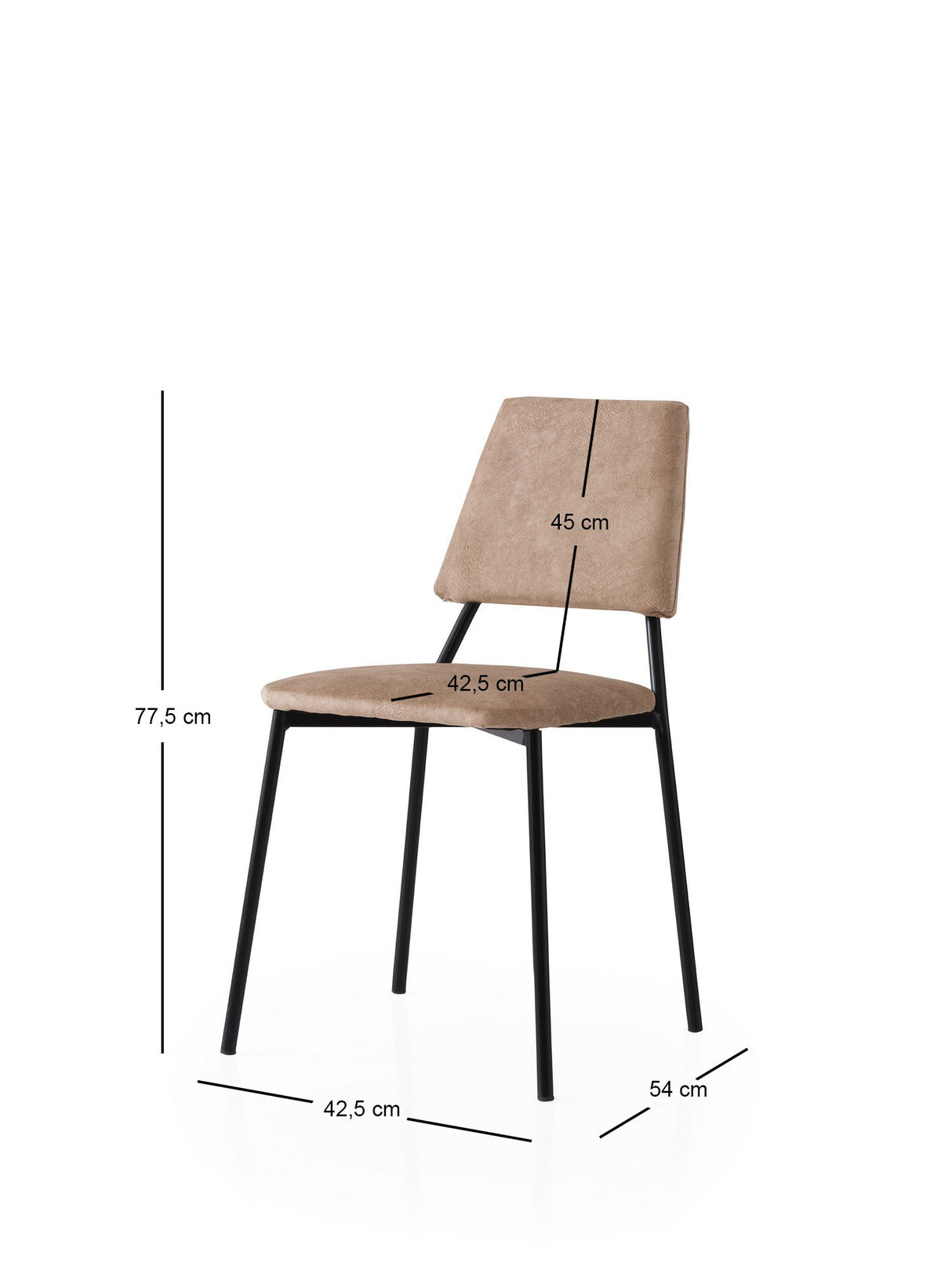 Set 2 scaune Lıma - 4552 V2, Negru - Mink, 43x54x78 cm