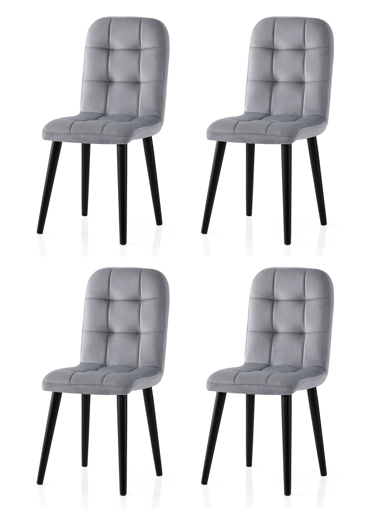 Set 4 scaune Retro - 732 V4, Negru - Gri, 41x51x88 cm