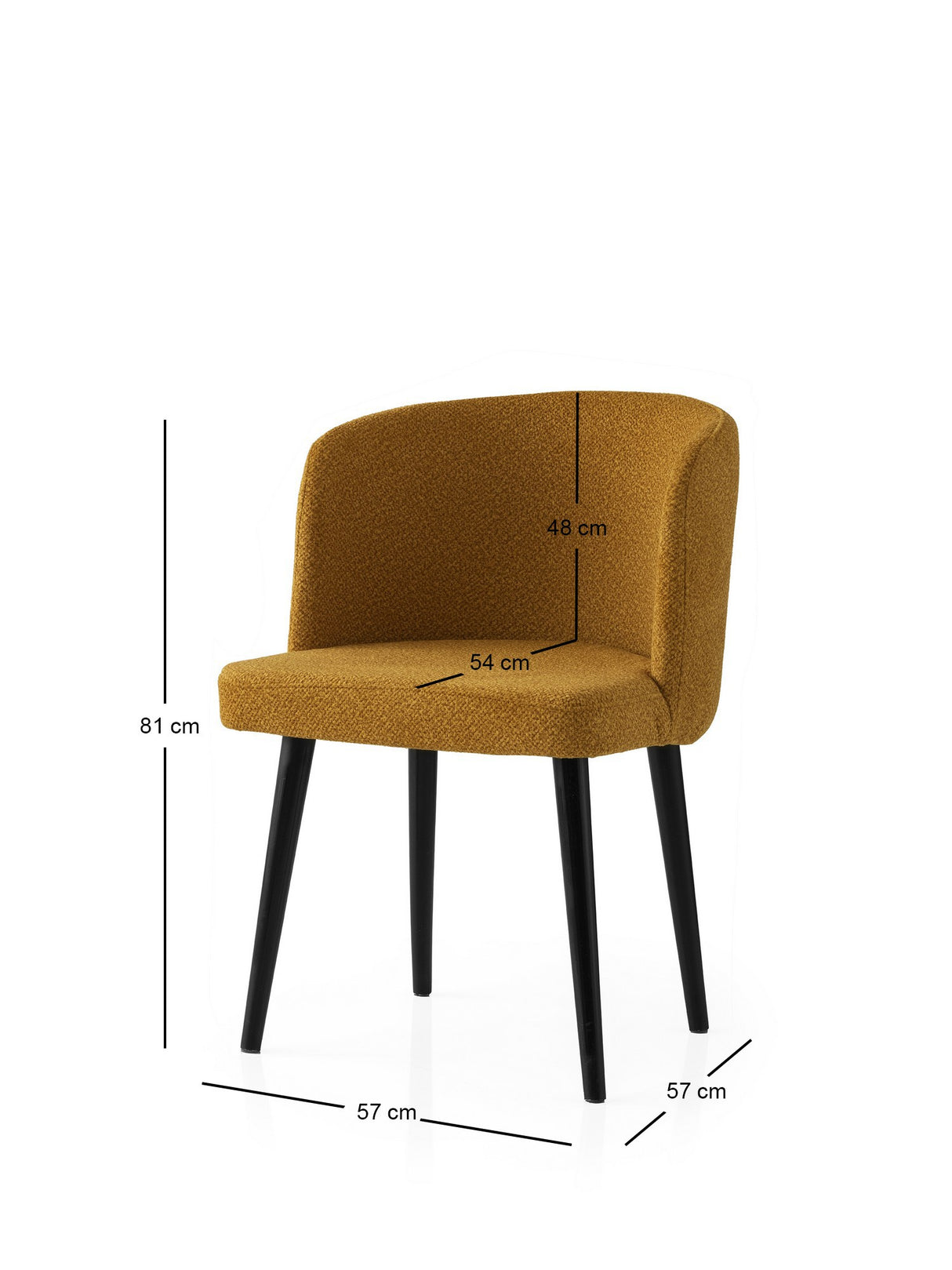 Set 4 scaune Soft - 4107 V4, Negru - Galben, 57x57x81 cm