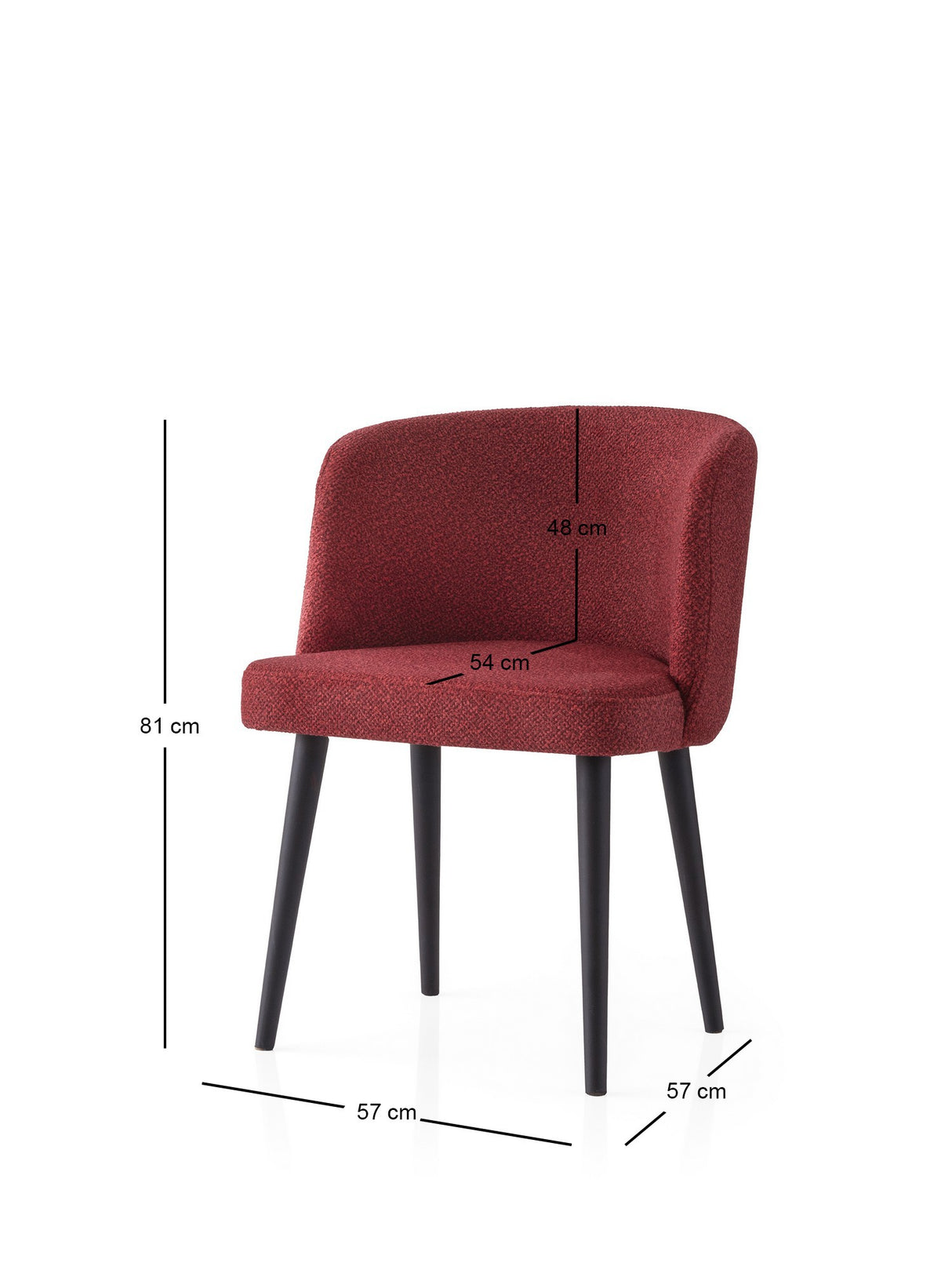 Set 2 scaune Soft - 4109 V2, Negru - Roșu, 57x57x81 cm
