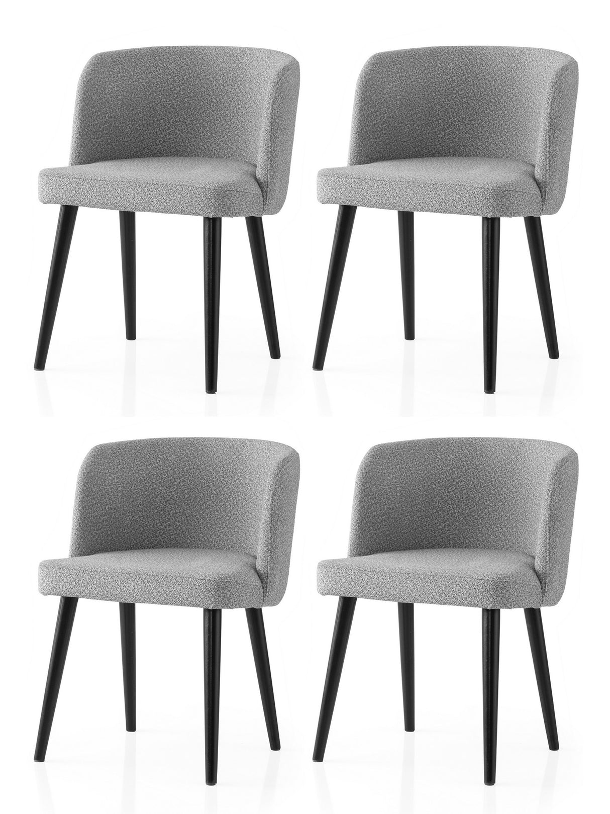 Set 4 scaune Soft - 4112 V4, Negru - Gri deschis, 57x57x81 cm