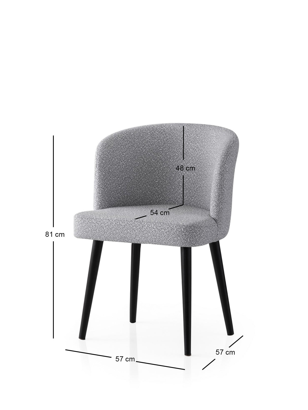 Set 2 scaune Soft - 4115 V2, Negru - Gri deschis, 57x57x81 cm