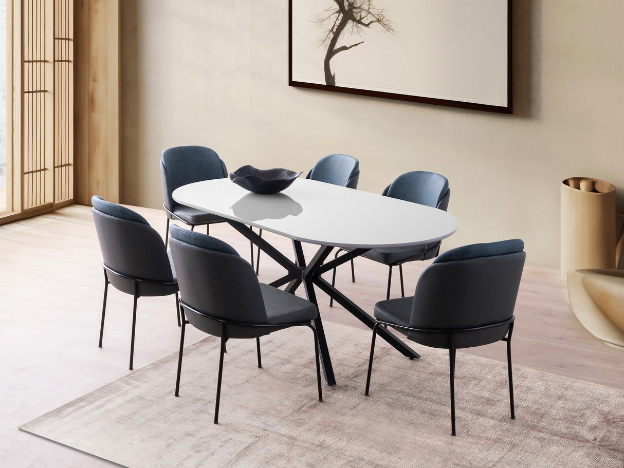 Masă dining Aura - 3013, Gri deschis, 180x90x79 cm