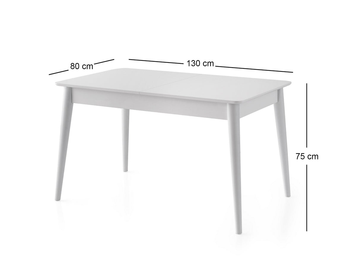 Masă dining extensibilă Lotus - 1124, Alb, 130x80x75 cm