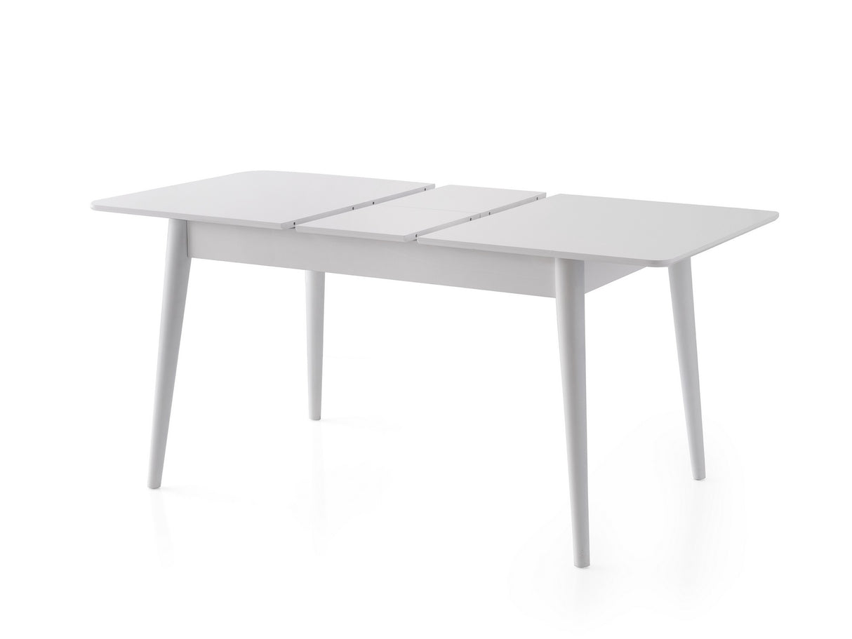 Masă dining extensibilă Lotus - 1124, Alb, 130x80x75 cm