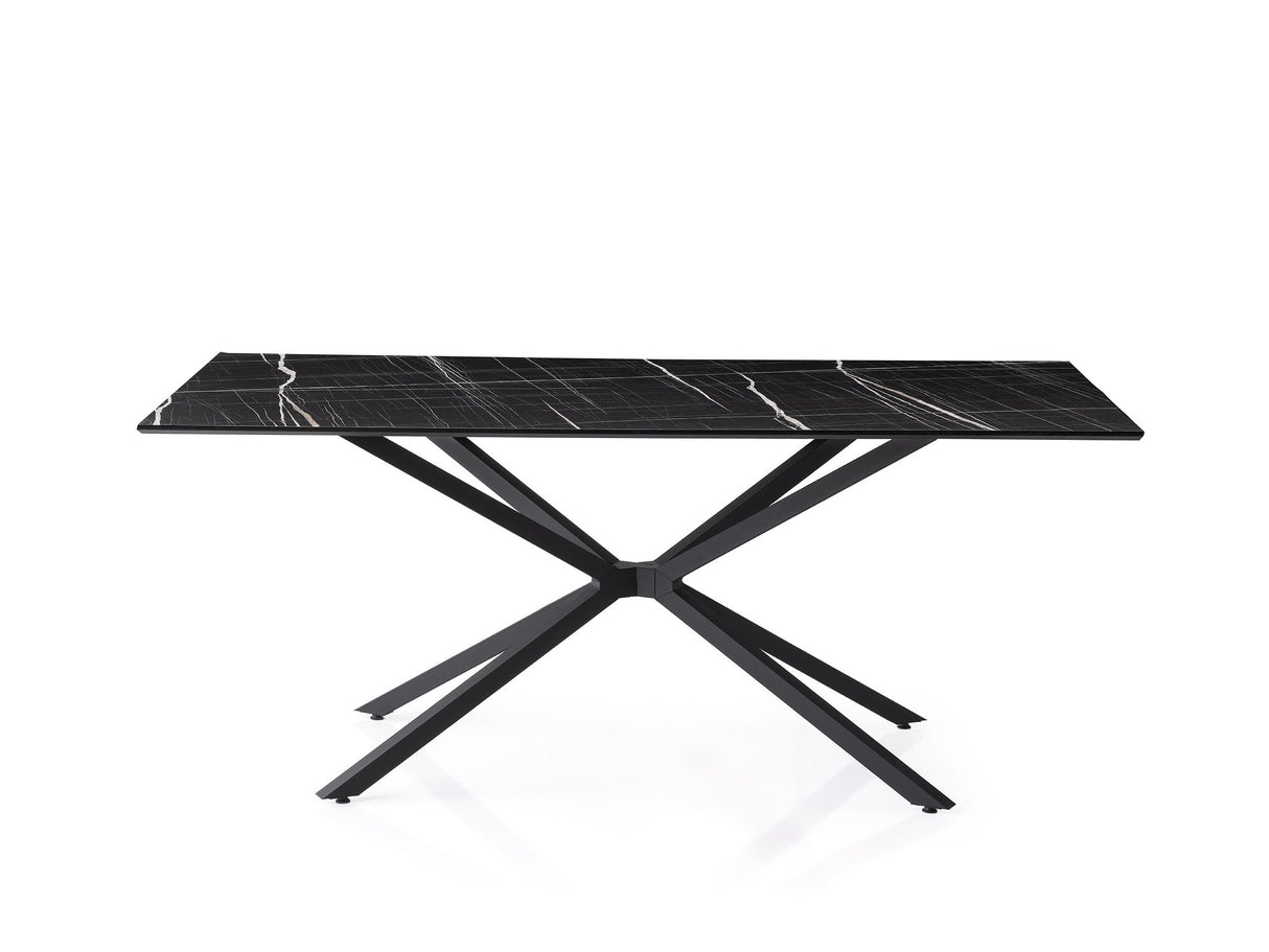 Masă dining Nox - 3002, Black marble, 180x90x79 cm
