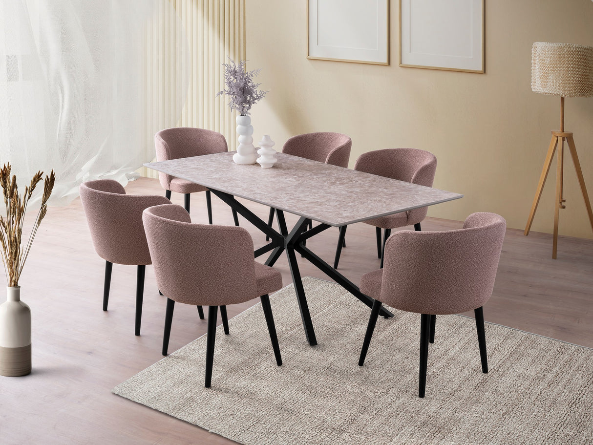 Masă dining Nox - 3003, Grey stone, 180x90x79 cm