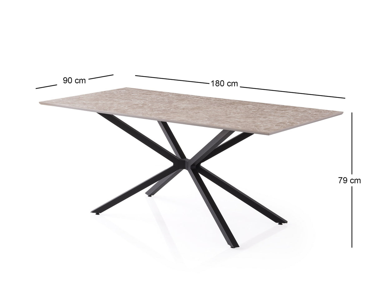 Masă dining Nox - 3003, Grey stone, 180x90x79 cm