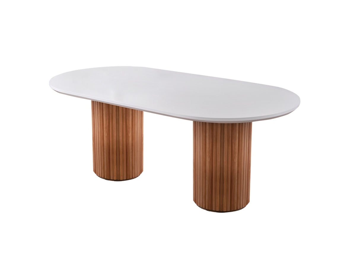 Masă dining Lıne - 933, Alb - Nuc, 200x100x77 cm