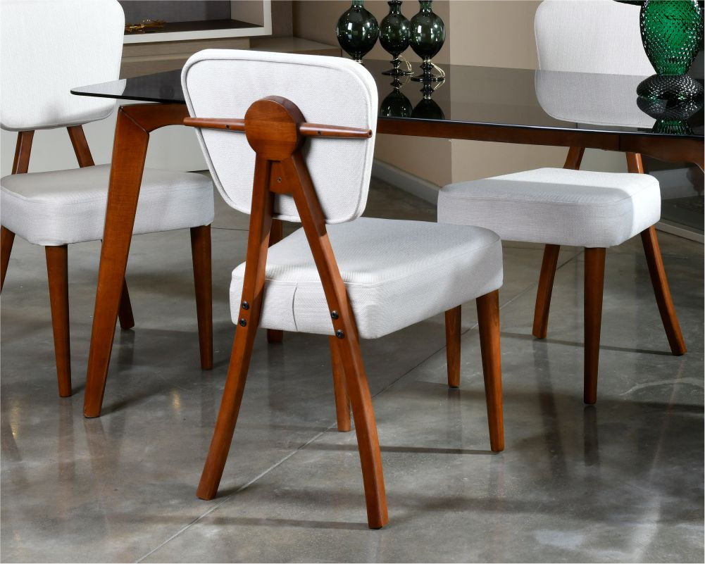 Set 2 scaune Tia v2, Nuc - Crem, 47x45x92 cm