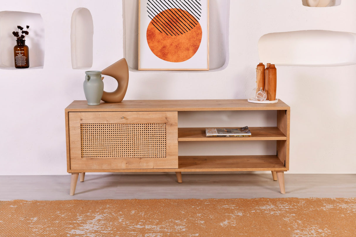 Comodă TV Hazeran 140, Stejar, 138x41x15 cm