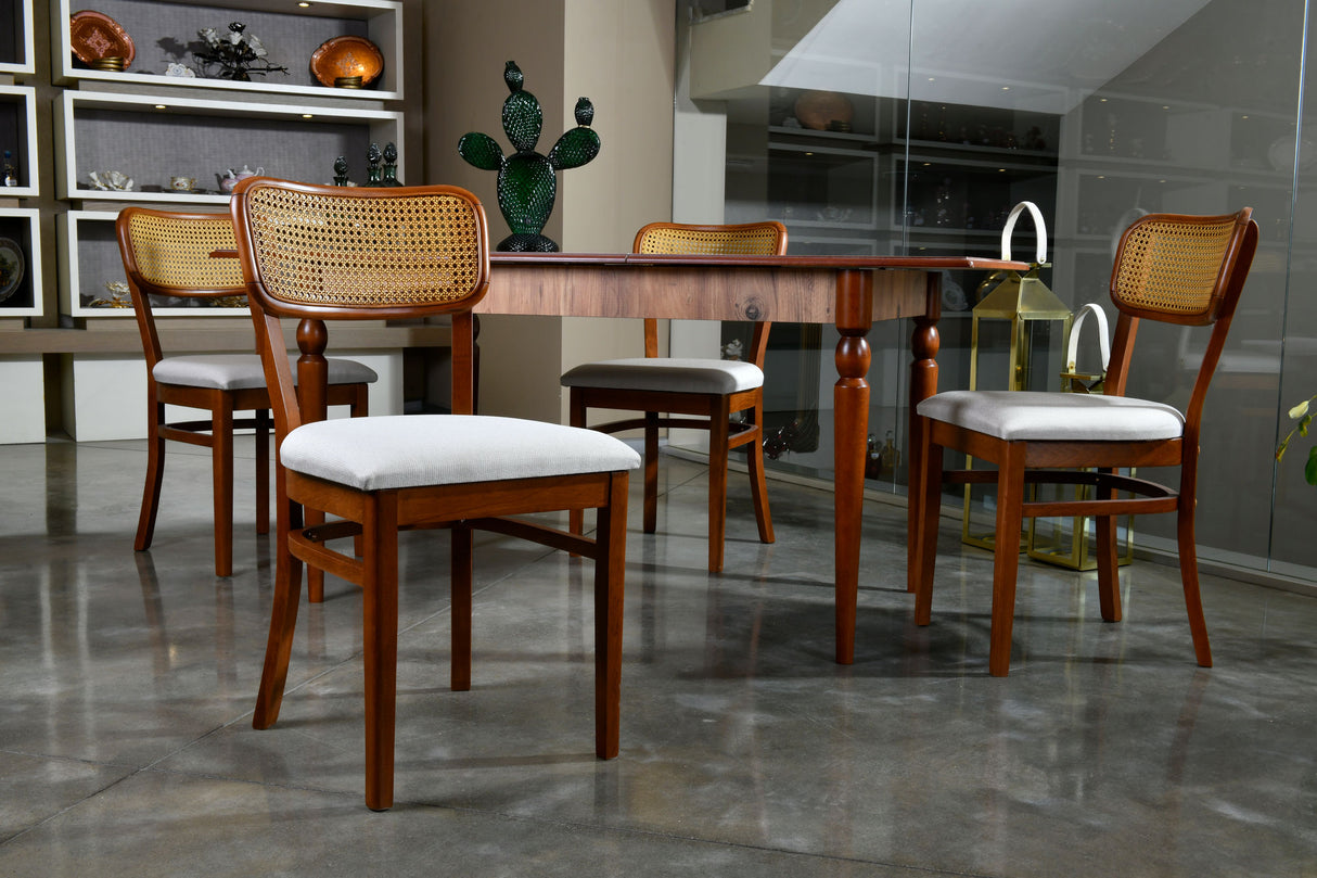 Set 2 scaune Morocco v2, Nuc - Crem, 44x44x88 cm