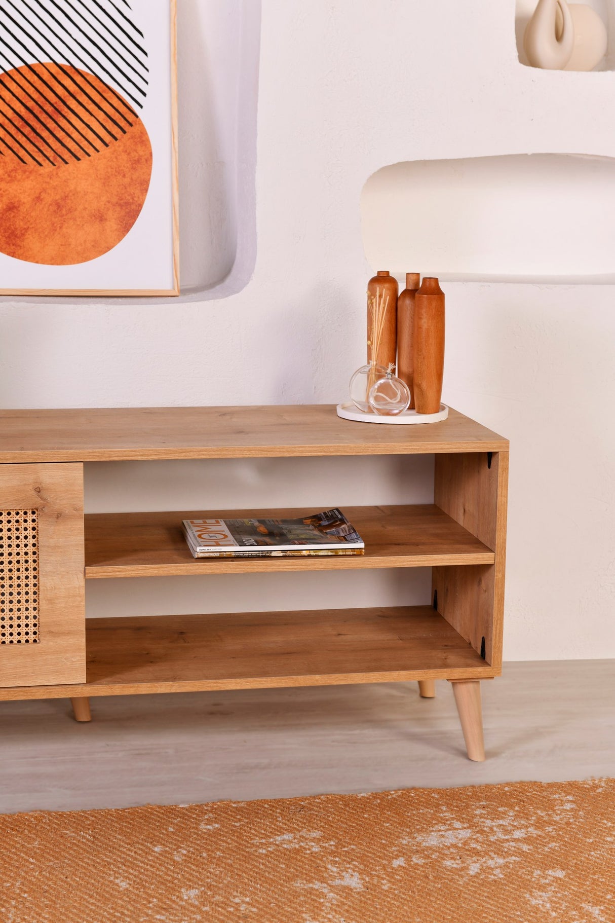Comodă TV Hazeran 140, Stejar, 138x41x15 cm