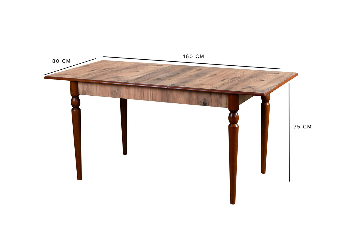 Masă cu scaune 5 bucăți Oscar Wooden, Nuc - Crem, 47x45x92 cm