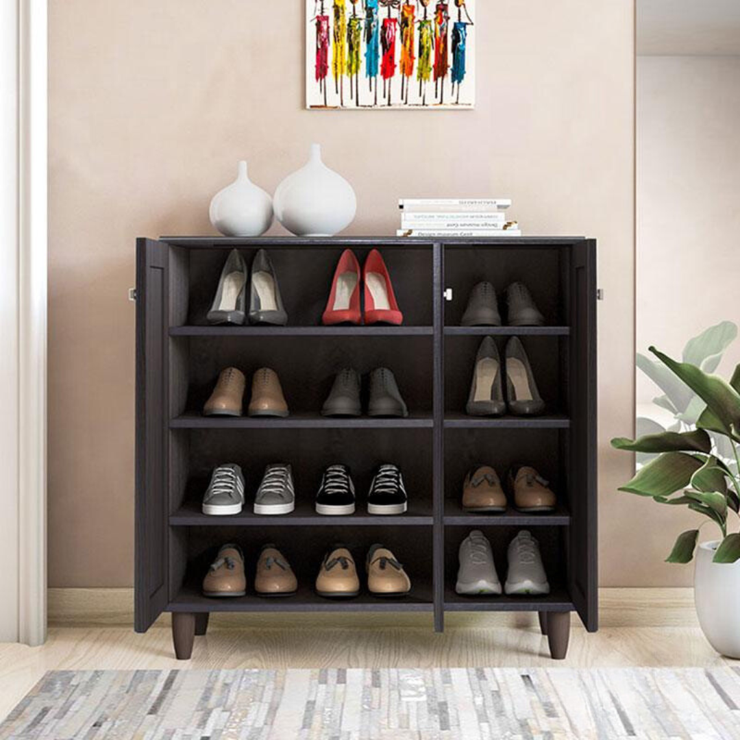 Dulap de pantofi SANTΟ, 16-20 perechi, Diverse culori, 89x34x91 cm - Negru