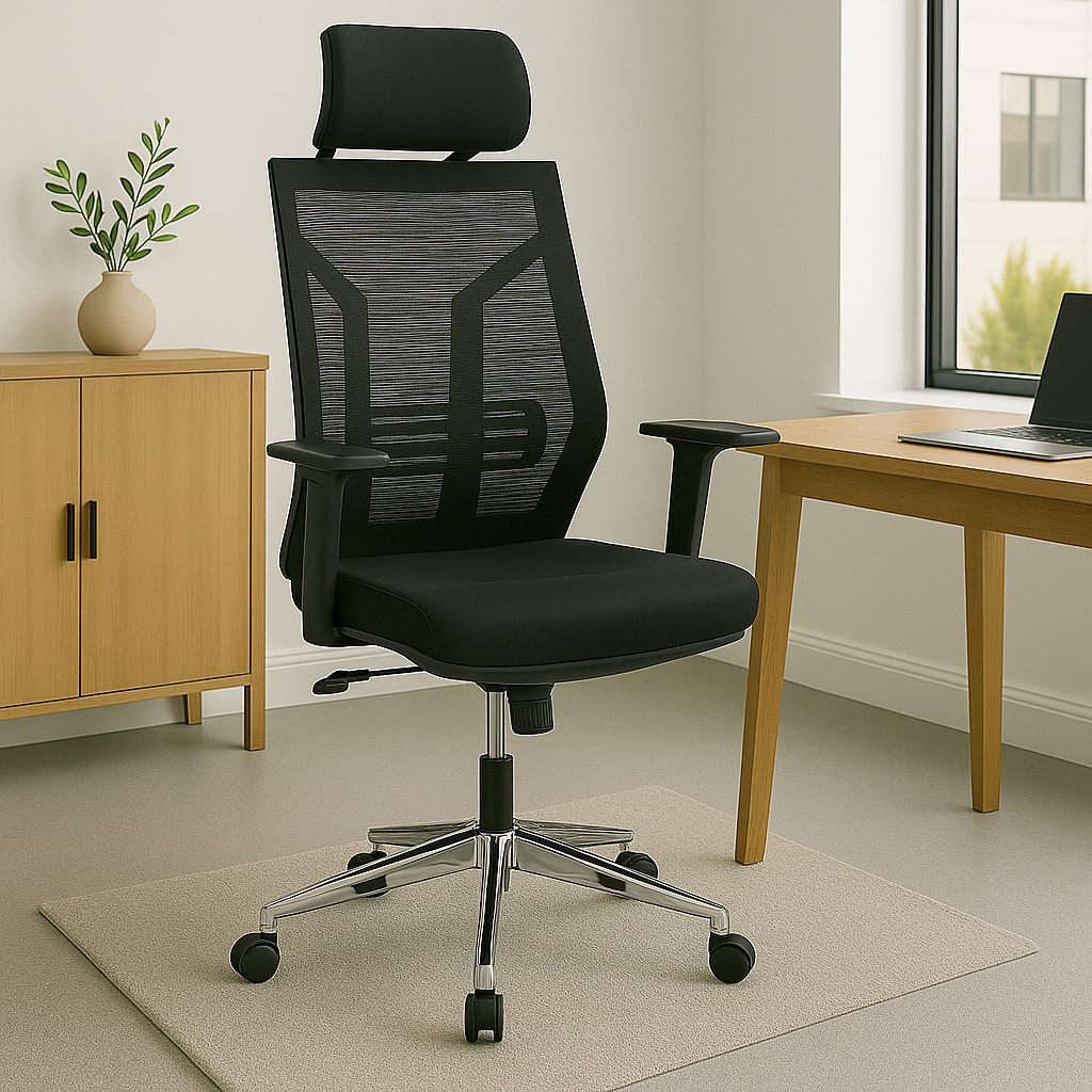 Scaun de birou pentru manager Commend, neagra, 50x50x114-124 cm