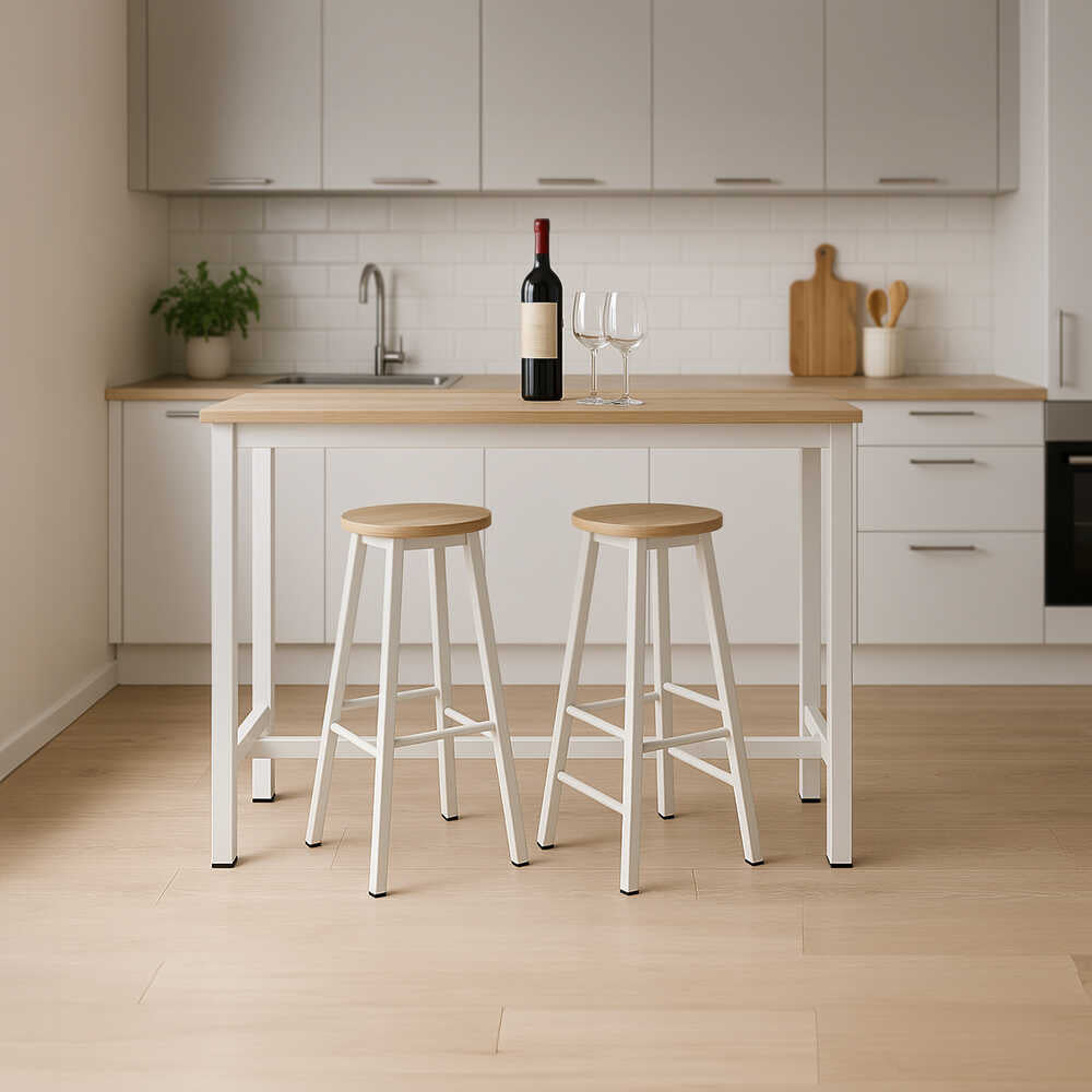 Set de sufragerie, bar Marle, Alb - Negru, 120x40x100 cm - Set de sufragerie, bar Marle, Alb - Negru, 120x40x100 cm