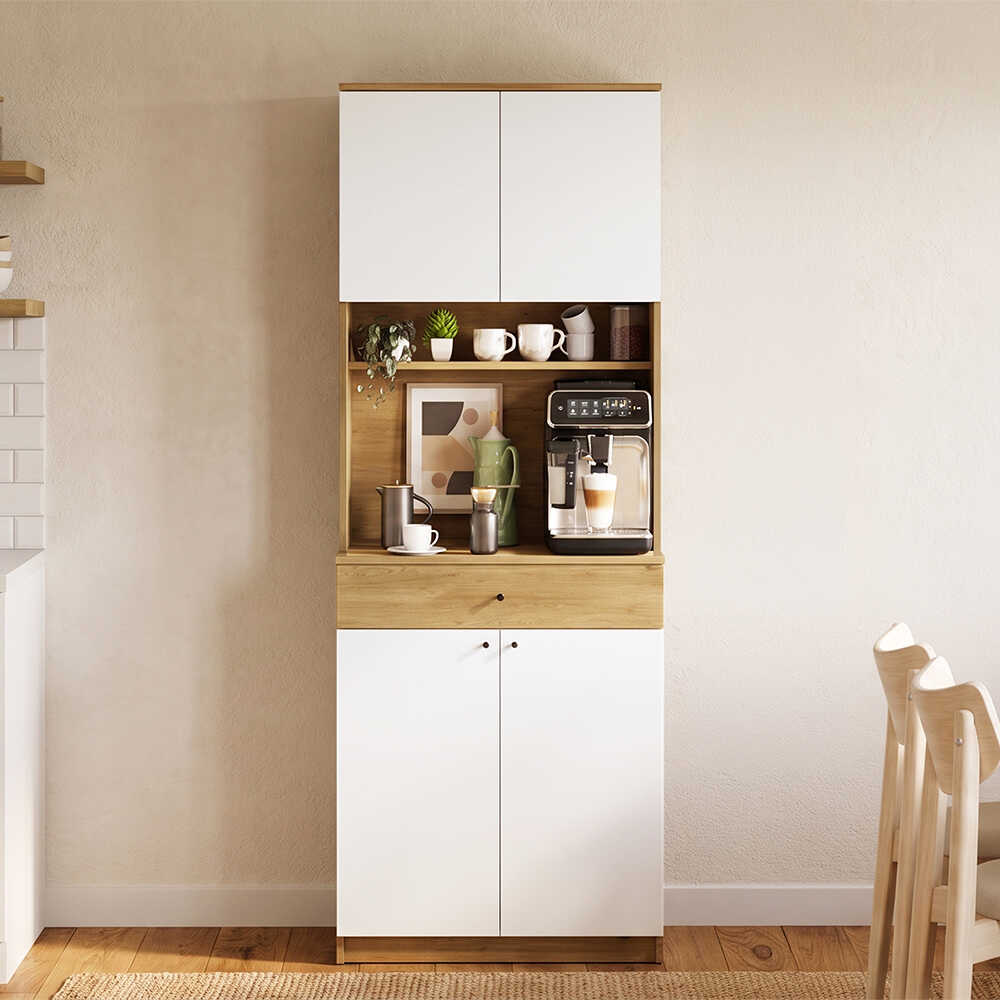 Dulap multifuncțional ADR-841-FB-2 Home Collection® Lungo, 4 uși și 1 sertar, Stejar-Alb, 72x195x45 cm