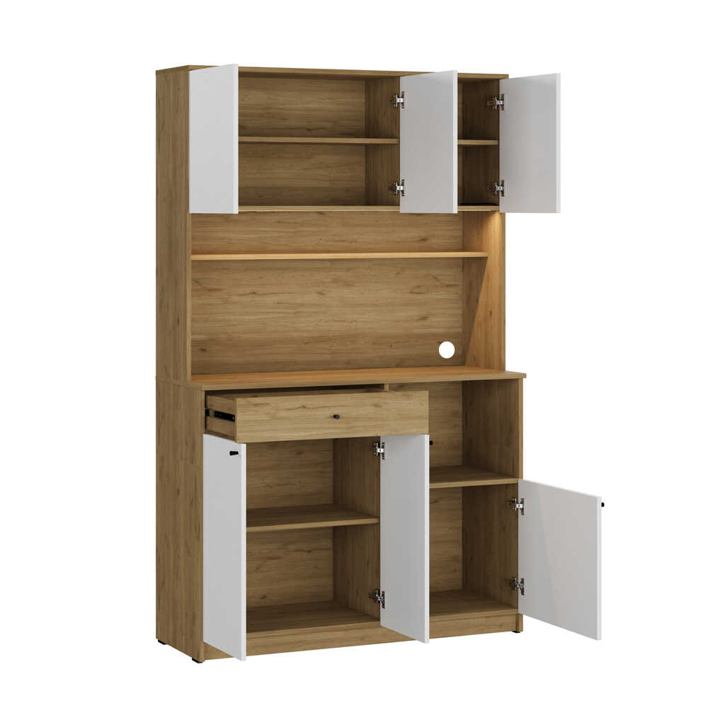Dulap multifuncțional ADR-861-FB-2 Home Collection® Lungo, 6 uși și 1 sertar, Stejar-Alb, 120x195x45 cm