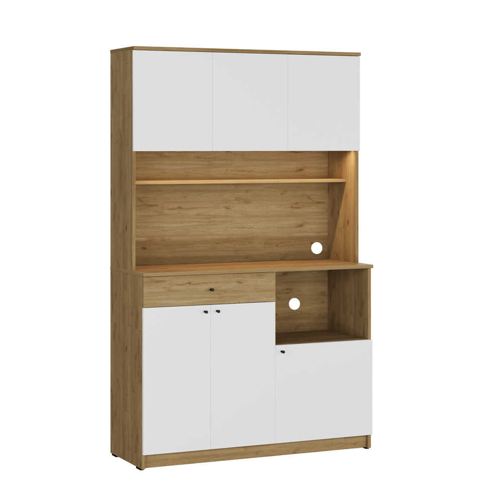 Dulap multifuncțional ADR-861-FB-2 Home Collection® Lungo, 6 uși și 1 sertar, Stejar-Alb, 120x195x45 cm