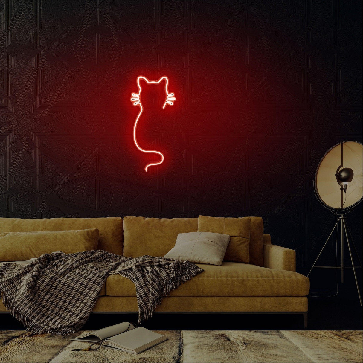 Aplica de Perete Neon Cat, 22x48 cm - Rosu