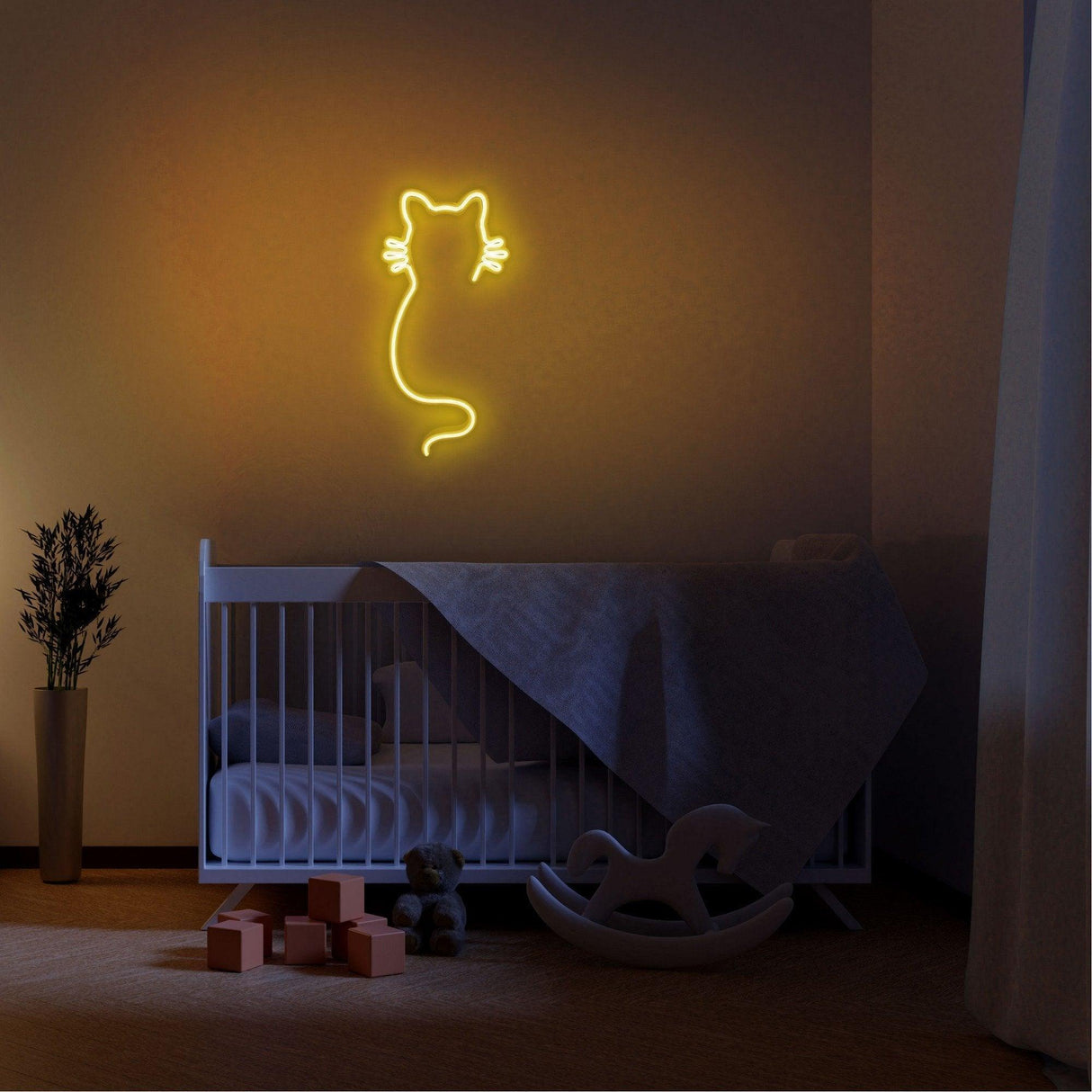 Aplica de Perete Neon Cat, 22x48 cm - Galben
