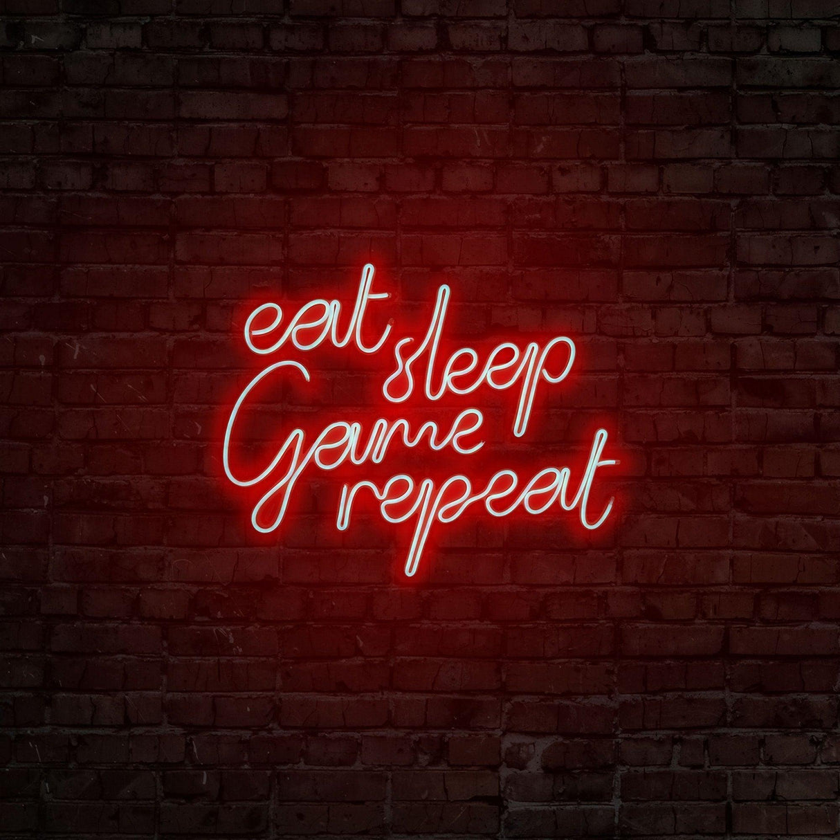 Aplica de Perete Neon eat sleep game repeat, 51x40 cm - Rosu