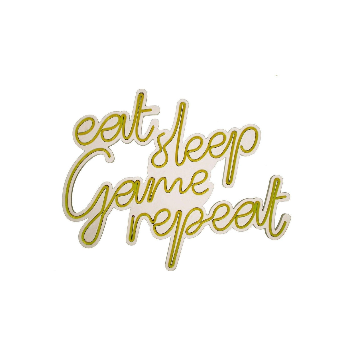 Aplica de Perete Neon eat sleep game repeat, 51x40 cm - Galben