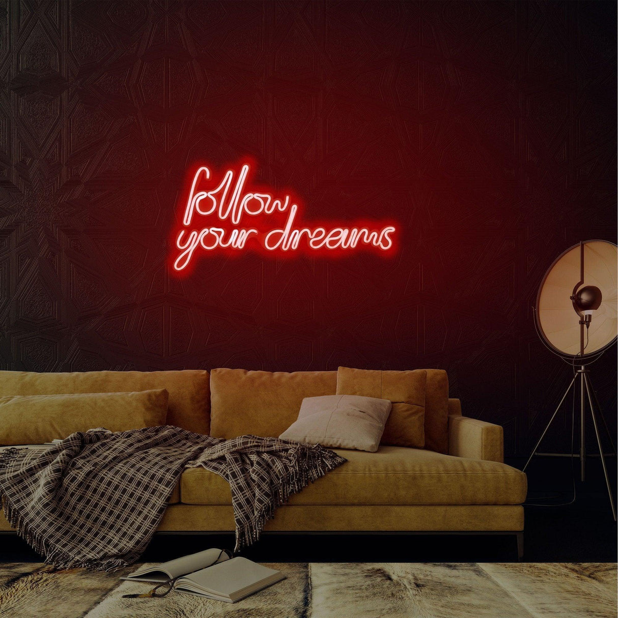 Aplica de Perete Neon Follow Your Dreams, 60x32 cm - Rosu