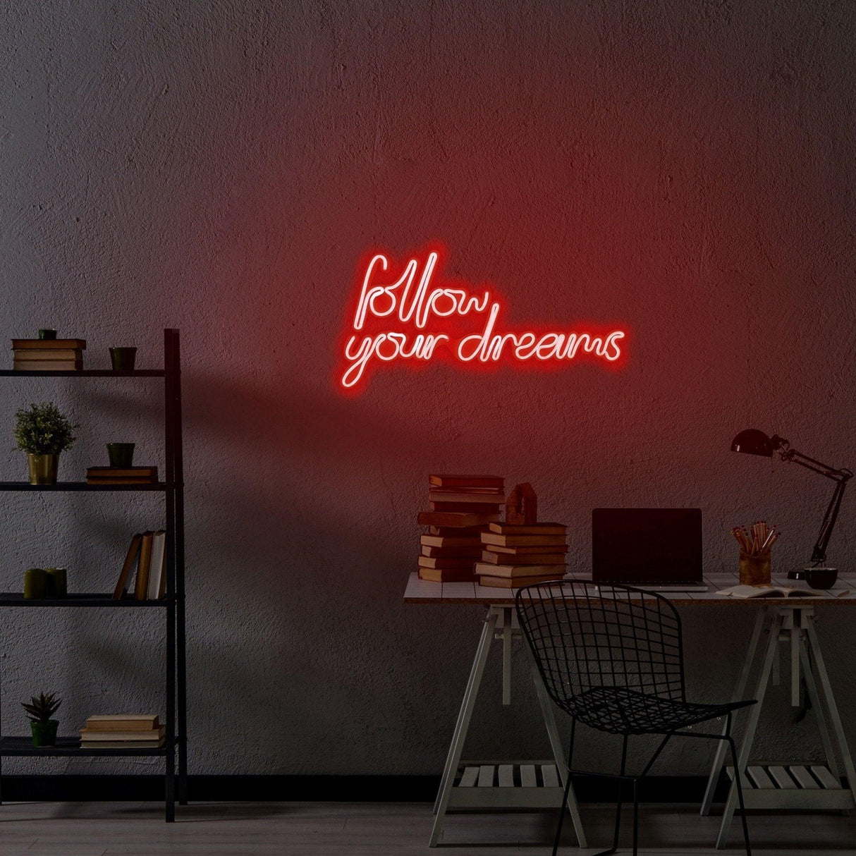Aplica de Perete Neon Follow Your Dreams, 60x32 cm - Rosu