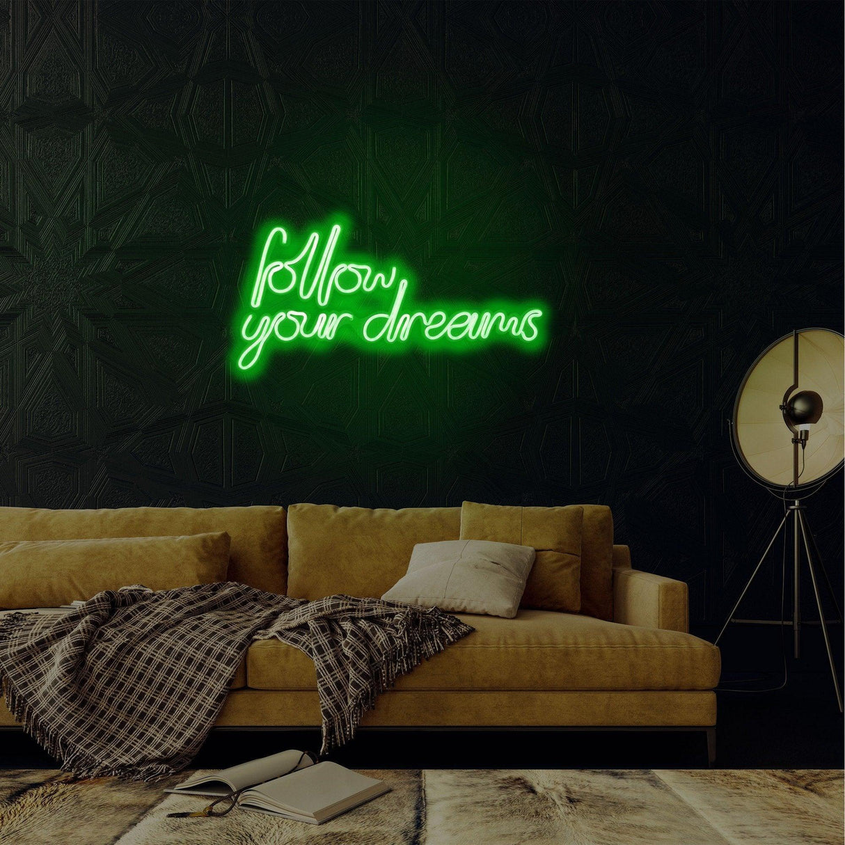 Aplica de Perete Neon Follow Your Dreams, 60x32 cm - Verde