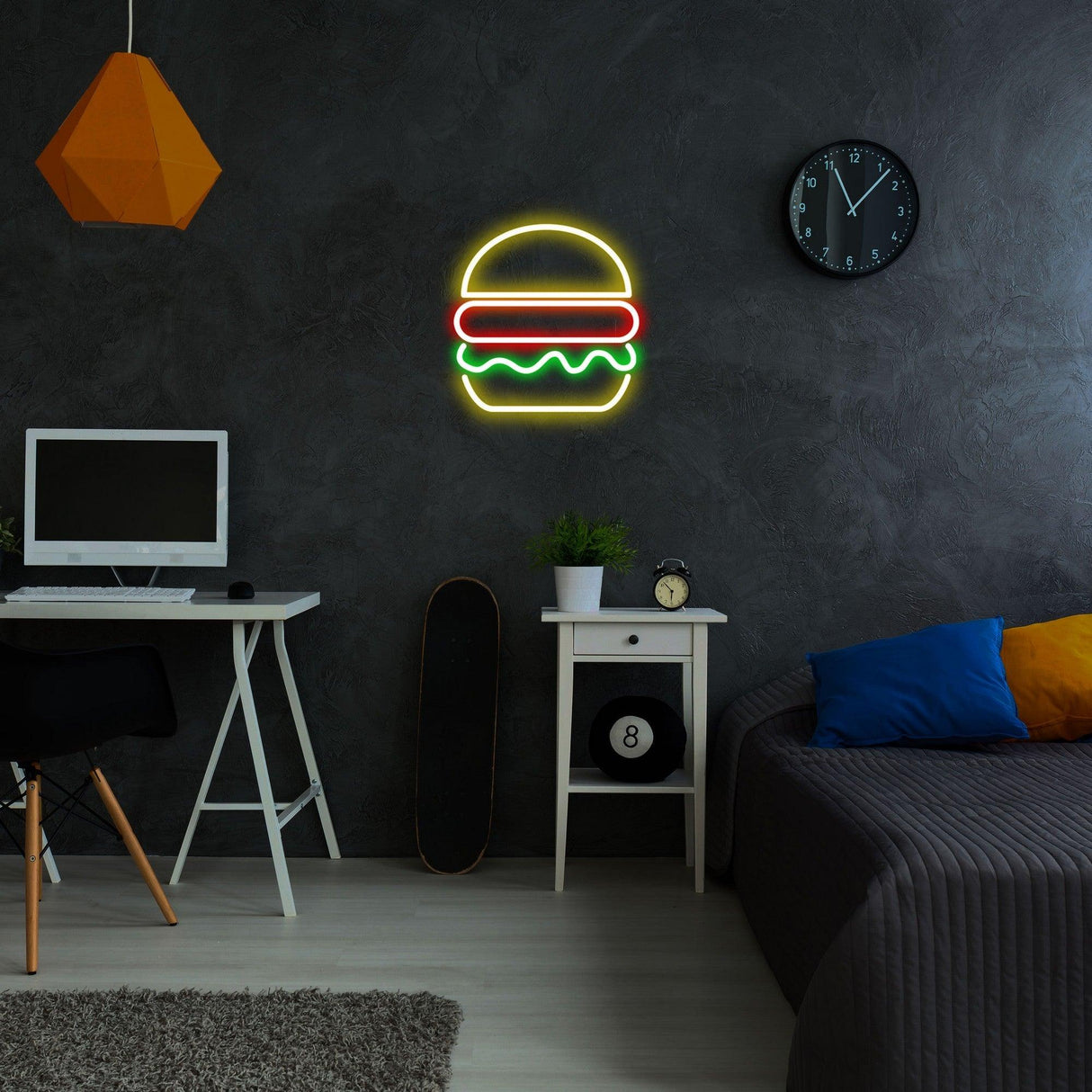 Aplica de Perete Neon Hamburger, 28x27 cm